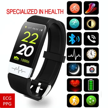 

ECG+PPG Smart Bracelet Blood Pressure Fitness Activity Traceker Health Intelligent Smart Watch Waterproof Wrist Band Passometer