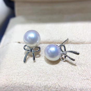 

Bow 925 Sterling Silver Earrings Settings Findings Stud Earrings Mountings Parts Mounts for Pearl Jade Corals Stones Beads