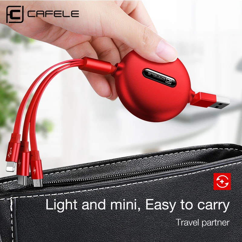 Cafele 3 в 1 Выдвижной Кабель Micro USB Type C для зарядки iPhone X XS Max цветной usb кабель Huawei P30