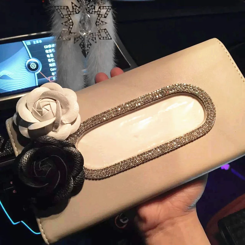 Camellia-Flower-Crystal-Car-Tissue-Box-Holder-for-Sun-Visor-Leather-Hanging-Auto-Sunshade-Paper-Towel-Cover-Cases-4