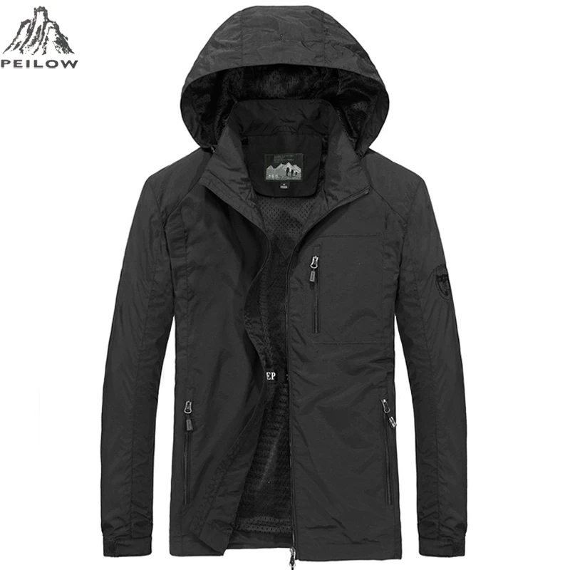 PEILOW new plus size M~6XL Spring Autumn Mens Casual military Hoodie Jacket Men Waterproof Clothes