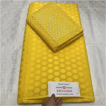 

STILL FLY yellow 100%cotton embroidered dubai fabric white swiss voile lace in switznerland african dry lace fabric 3+2yards/lot