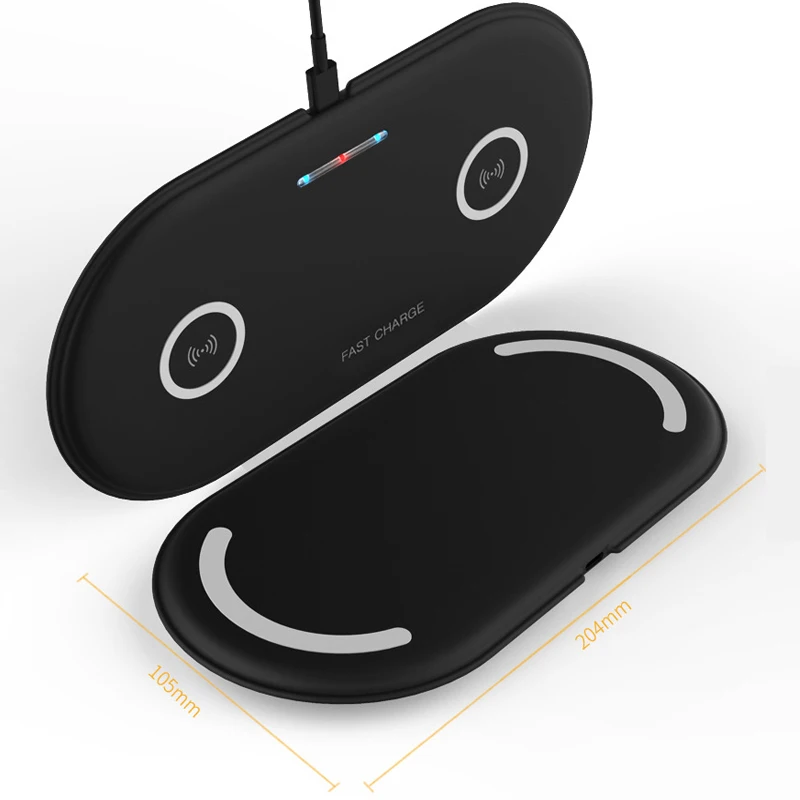 2 в 1 Беспроводное зарядное устройство для iPhone X XS Max Xr samsung S8 S9 USB Dual 10 Вт быстрая Беспроводная зарядная док-станция Настольный