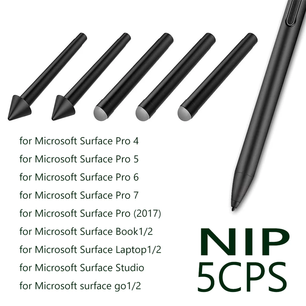 5 Pezzi Punte Per Penna Originali Pennini Per Penna Stilo Hb Hb 2H 2H Kit Di Ricambio Per Microsoft Surface Pro 7/6/5/4/Book/Studio/Go