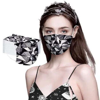 

Adult Disposable Mask Protection Breathable Mouth Cover Skin-friendly Melt Blown Cloth Masque Color Block Printing Facemasks