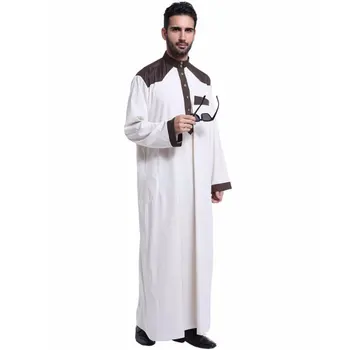 New Muslim islamic Clothing Men Jubba Thobe Patchwork Long Robe Saudi Musulman Wear Abaya Caftan