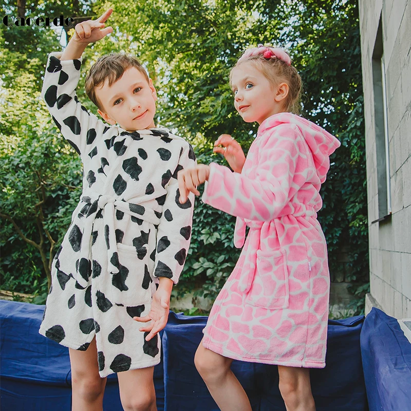 Child Bathrobe Flannel Winter Kids Sleepwear Robe Infant Pijamas Nightgown For Boys Girls 10-2 Years