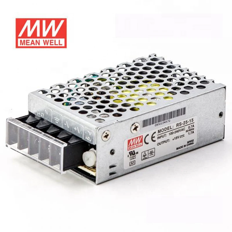 MEAN WELL RS-25-15 25 Вт 15 в импульсный источник питания 110 В/220 В переменного тока до