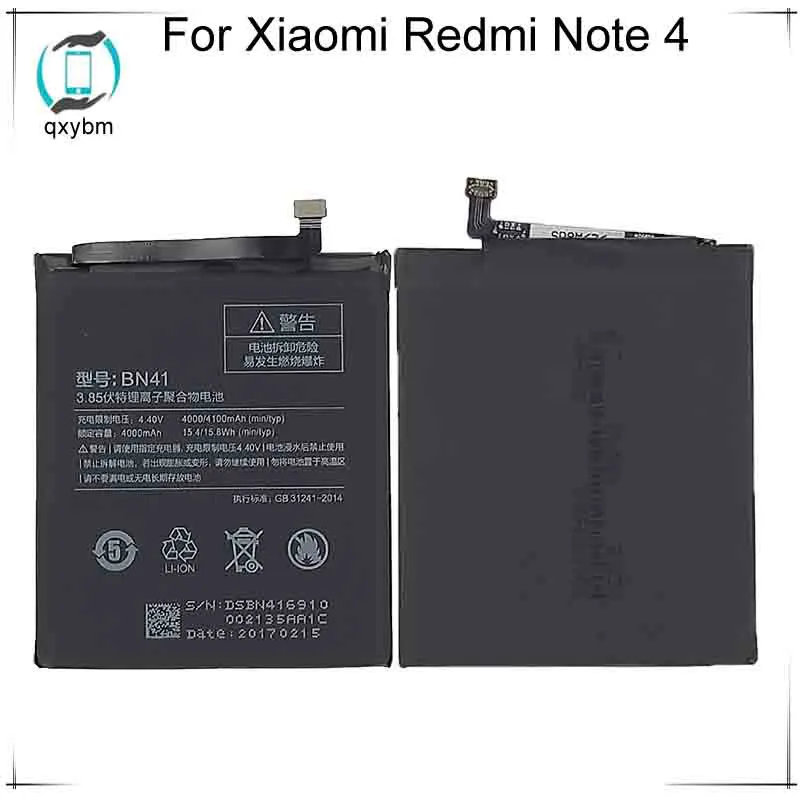 

4000mAh BN41 Phone Battery For Xiao Mi Replacement Battery For Xiaomi Redmi Note4 Hongmi Note 4