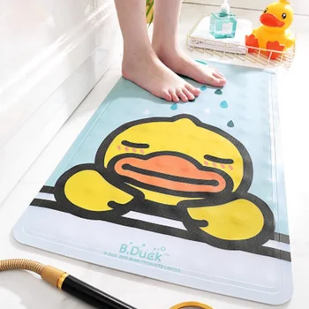 

Household Bathroom Mats Bathroom TPR Suction Cup Mat Floor Mats Cute Cartoon Small Duck Mat Rectangular Mat