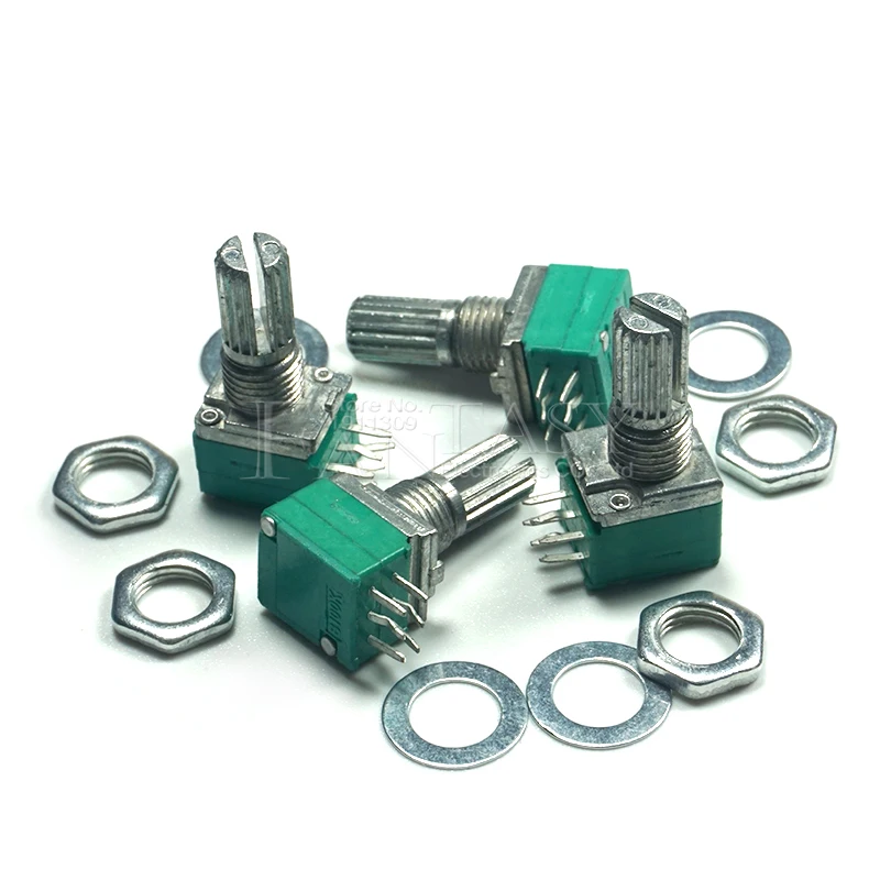 RK097G 5K 10K 20K 50K 100K 500K B5K 6pin shaft 15mm amplifier sealing potentiometer 5pcs rotary potentiometer adjustable resistor