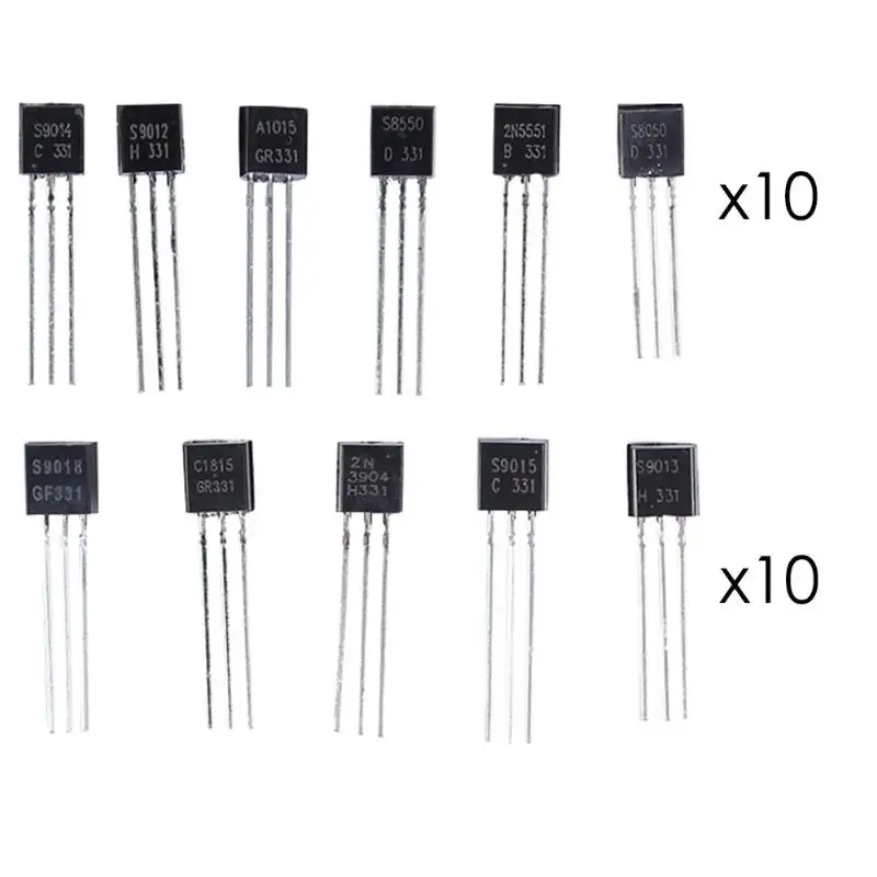 

11Values 10pcs Transistor Kit 2N5088 2N4401 2N7000 13001 13003 78L09 78L05