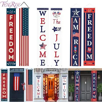 

Hanging Banner Independent Day Door Banner 4th of July Hanging Banner Flag For Yard Indoor Outdoor Fan For USA Patriotic Decor