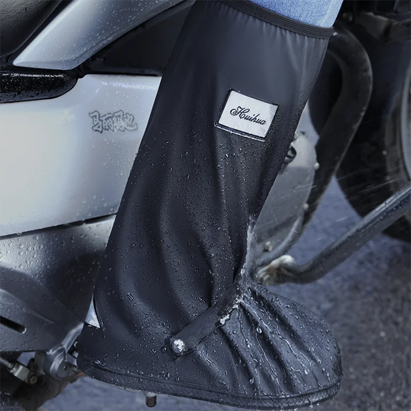 Motorcycle Shoe Cover Black Waterproof Wear-resistant High-tube Motorcycle Rain Boot Covers Outdoor Travel Rain Shoe Covers Motocross Riding Sport