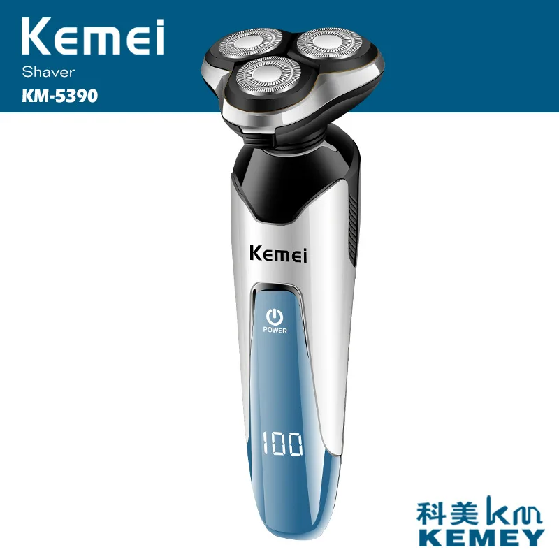

Kemei 4 In 1 LCD Electric Shaver Washable Nose Hair Trimmer 3D Floating 3 Blades Electric Razor Men Shaving Machine Grooming Kit