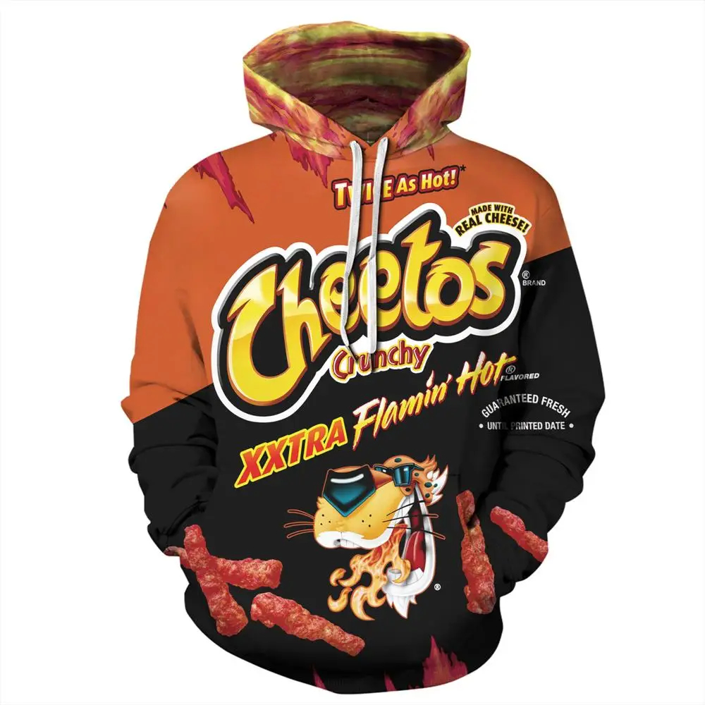 Новинка Cheetos, Женская толстовка с капюшоном с 3D принтом, повседневная свободная Мужская Толстовка С Карманами, пальто размера плюс - Цвет: QYXH-217