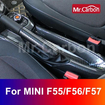 1Pcs Car gear lever panel ABS Plastic Decorative Cover Carbon Style Protective Sticker For BMW MINI ONE JCW COOPER S F55 F56 F57 1