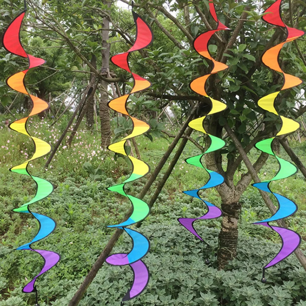 Pinwheel открытый висит Радуга вращающийся вертикальный красочный ветряная