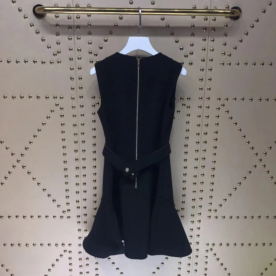 106092 black white fashion new polyester Casual women dress autumn