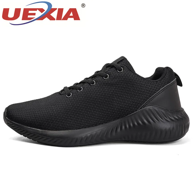black 0523 UEXIA/кроссовки; Повседневная обувь; Мужская прогулочная Обувь На Шнуровке; сезон весна-осень; модная дышащая удобная мужская обувь; zapatos hombre - Цвет: black 0523