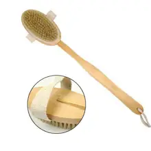 Длинная ручка отшелушивающая щетка для тела деревянный очиститель для ванны душ щетина массажер бодрят циркуляцию тонкой стали