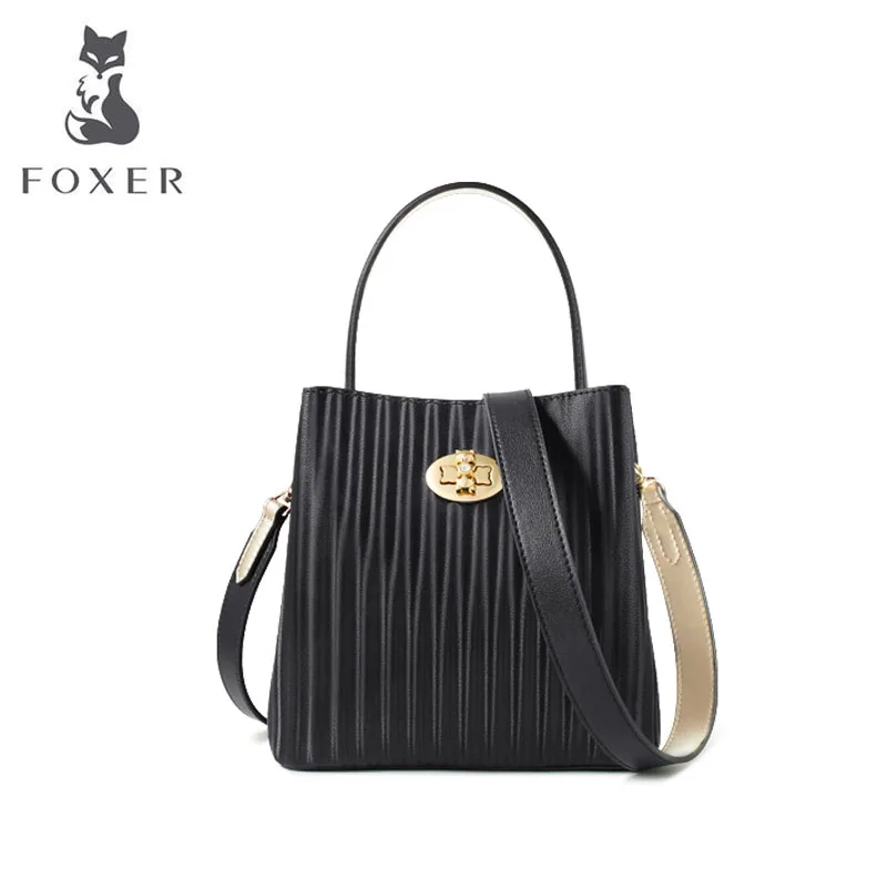FOXER Сумка-тоут, модная сумка из воловьей кожи, женские кожаные сумки, дизайнерские сумки от известного бренда, женские сумки, новинка, роскошные сумки
