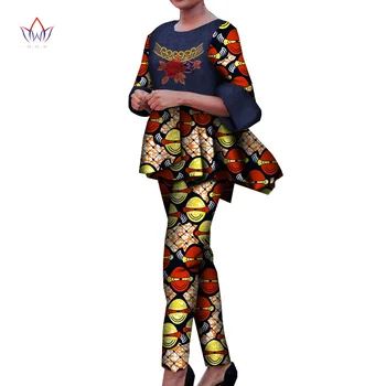 

African Women Clothes 2 Pieces Set Women Autumn Long Sleeve Tops Pants Set Dashiki Print Trousers African Women Clothing WY7068