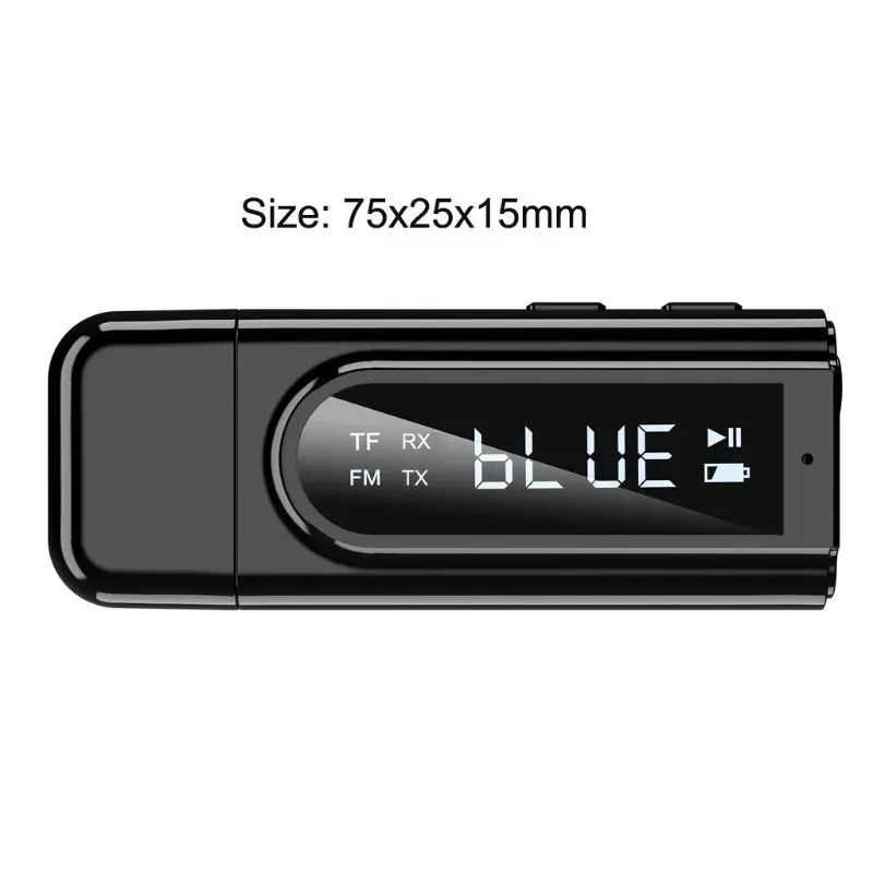 USB FM Bluetooth 5 0 Transmitter Receiver with Display 3 5mm Adapter TF Mp3 Player Card Reader For PC TV Car Speaker Headphone