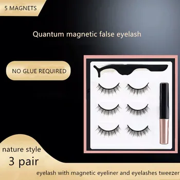 

3 Magnet Mix Eyelashes Set Magnetic Liquid Eyeliner & Magnetic False Eyelashes & Tweezer Natural Waterproof Long Lasting Eyelash