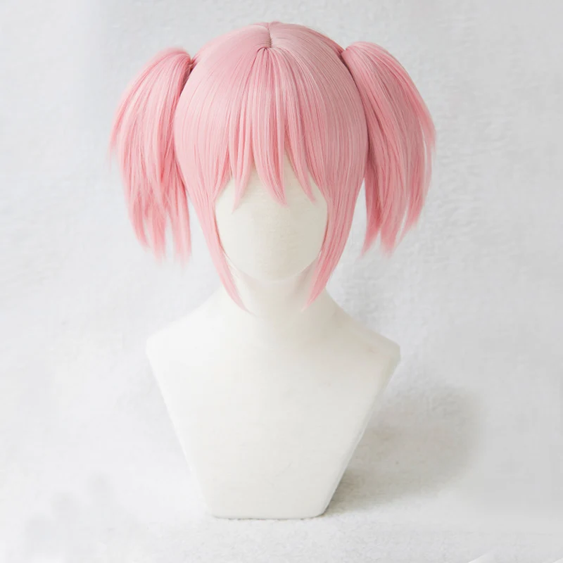SHEYOU Puella Magi Madoka Magica Kaname Cosplay Wig Pink Clip Ponytails Heat Resistant Synthetic Hair Wigs & Cap -Zentai shop online