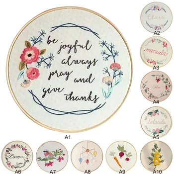 

DIY Handmade Full Range Of Embroidery Starter Kit With Bamboo Embroidery Hoop Pattern Cross Stitch Set for Adults
