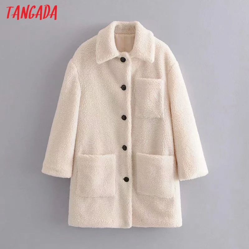 awesome Tangada Elegant women oversized teddy coat warm thick zipper 2019 winter warm plush coat Female ove