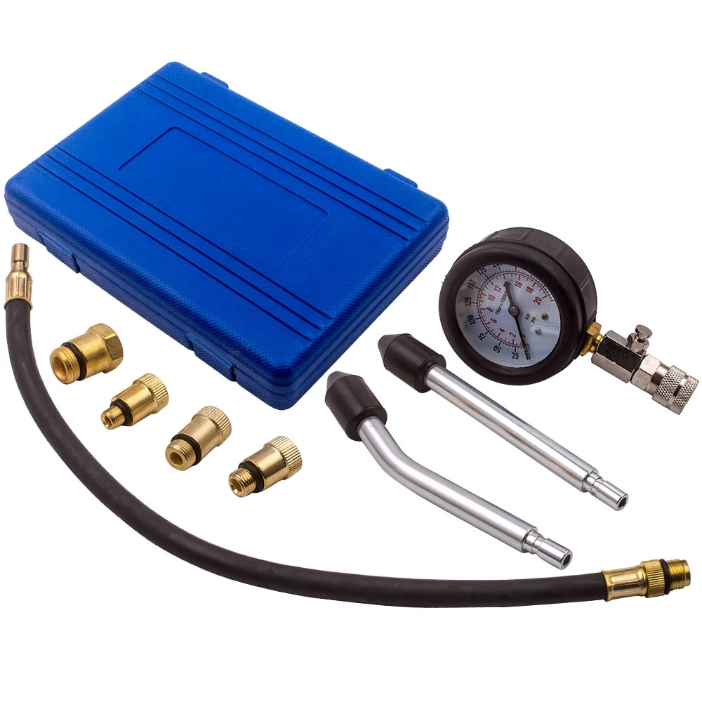 8pcs Diesel Engine Cylinder Compression Pressure Tester Gauge Test Tool Kit Set