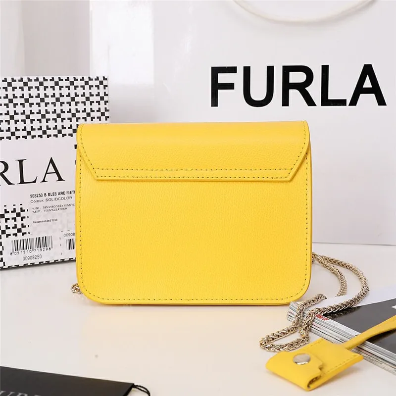 Оригинальные женские сумки FURLA, высококачественные женские сумки из меха желтого цвета, размер S 16,5 см x 12 см x 8 см