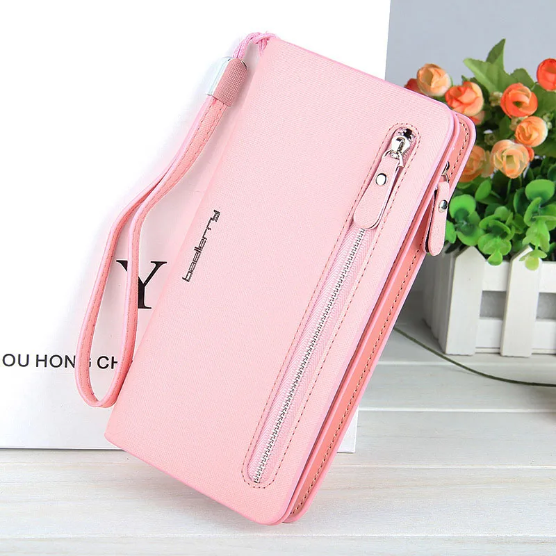 Pink Модный кошелек, Женский кошелек для монет, женские кошельки, клатч, сумка для денег, держатель для карт, кожаный кошелек, женские длинные кошельки, WWS017-3 - Цвет: Pink