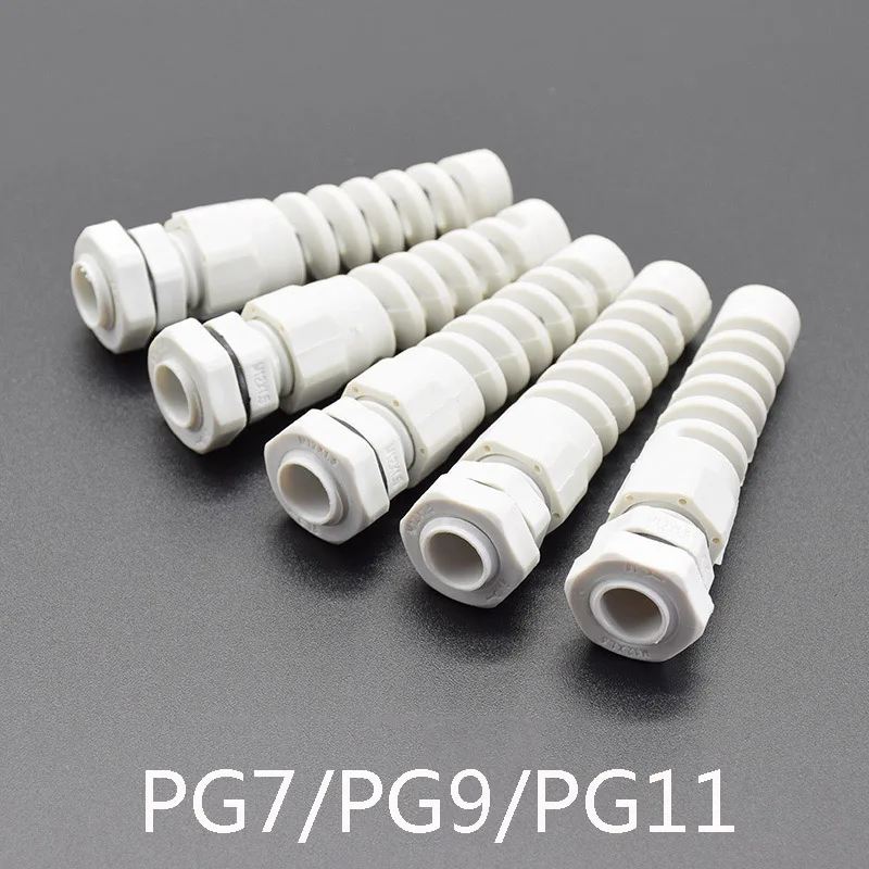 5 шт. IP68 Водонепроницаемый M12 PG7/PG9/PG11 кабельный сальник пластиковый гибкий спиральный предохранитель для 3,5-6 мм проволочная нить