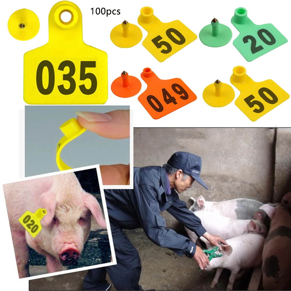 100 шт ТПУ маркировка коровы свиньи идентификация фермы имя животных карты товары для скота Ушные бирки нетоксичные козы с цифрами этикетки