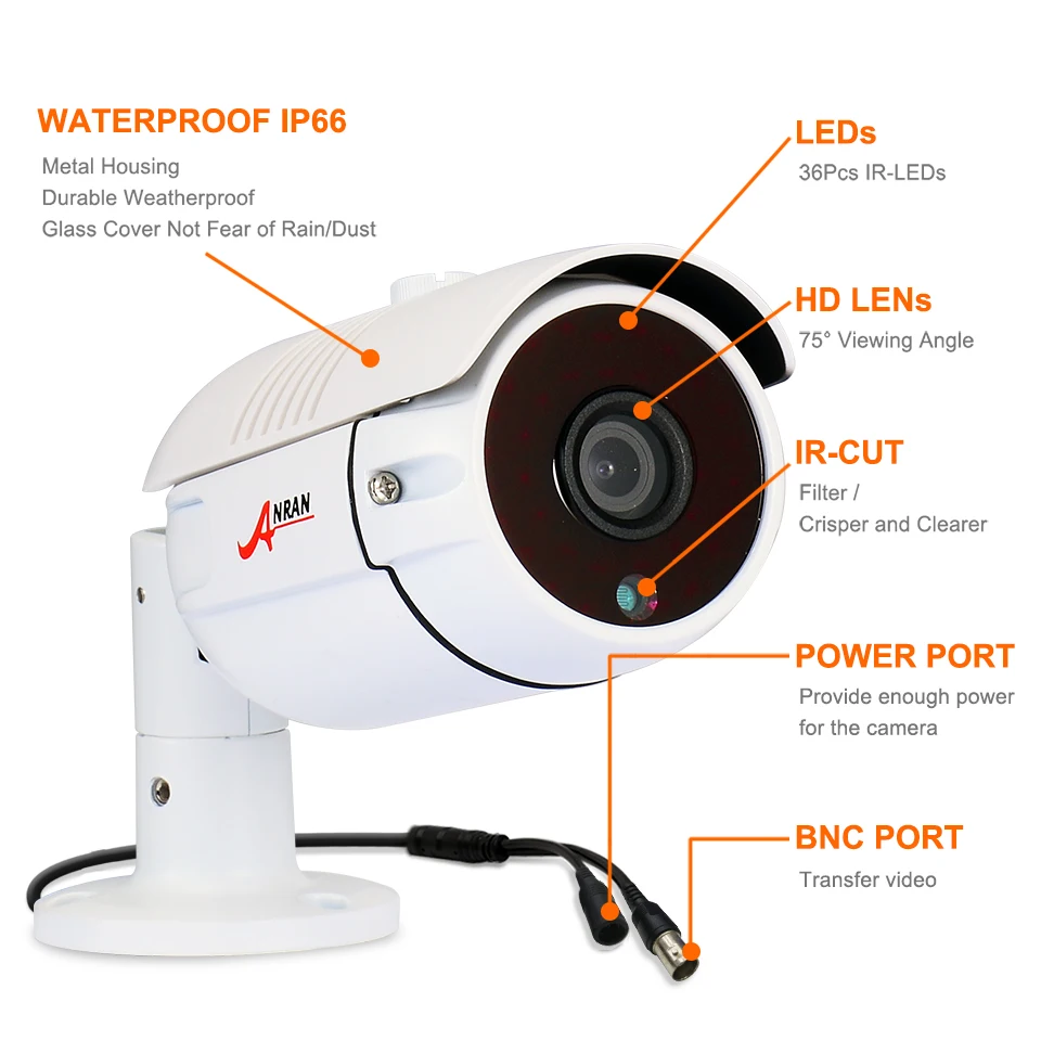 ANRAN AHD 2.0MP 1080P аналоговая HD камера безопасности IR-CUT 36 ИК светодиодов ночного видения наружная Водонепроницаемая камера