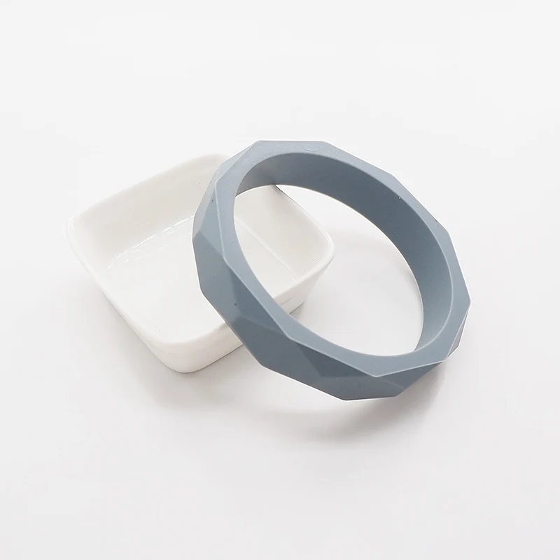 Chenkai 2 шт. BPA Free DIY Силиконовый Браслет Прорезыватель для зубов детский Прорезыватель Браслет Жевательная Подвеска для кормления сенсорная соска для игрушек подарок - Цвет: Серый