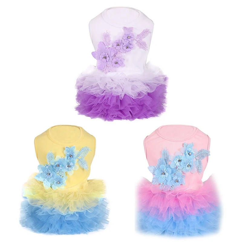 

Summer Sweet Dog Dress Lace Tulle Princess Dress For Dogs Cats Chihuahua Puppy Bubble Skirt Birthday Wedding Dress Pet Supplies