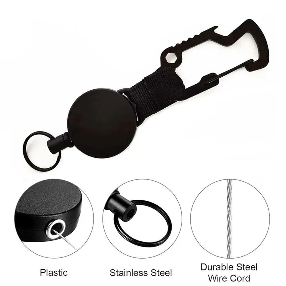 Выдвижной значок на цепочке для ключей 2 шт. многофункциональная пряжка карабин