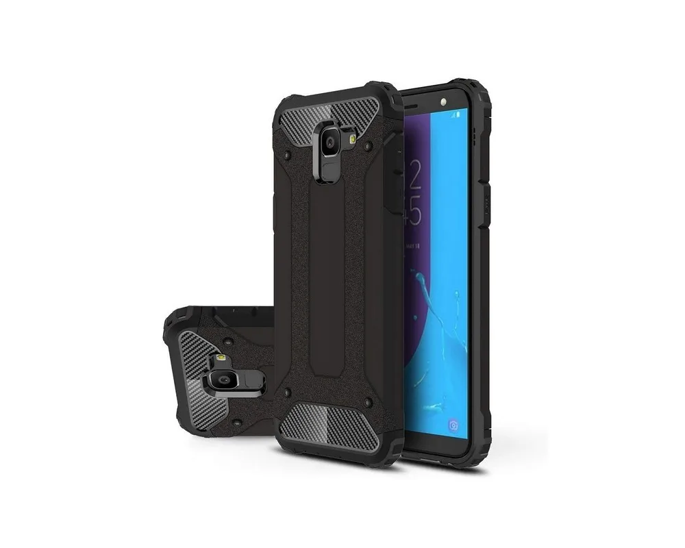 Гибридный жесткий защитный чехол (Pc + Tpu) черный для Samsung Galaxy J6 (2018) | Мобильные