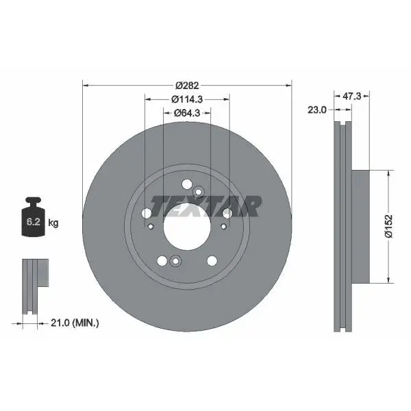 Диск тормозной передний Honda CR-V 2.0 02 TEXTAR 92128400