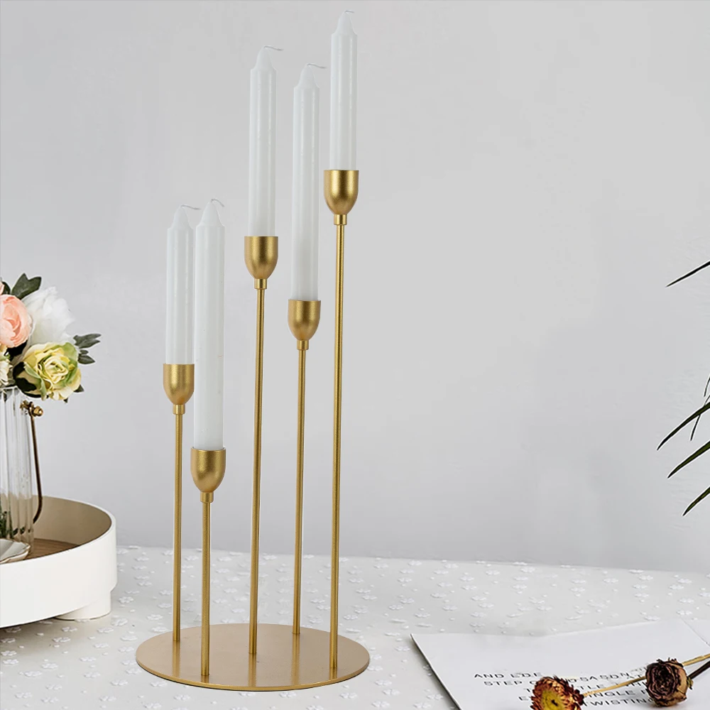 5 Arms Gold Candelabra Taper Candle Holder Decorative Candlestick