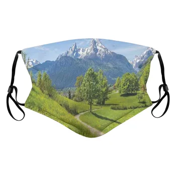 

#38P Landscape Paint Printing Reusable Mask Mouth Cover Face Shiled Adjust Loop Dustproof Windproof Fog Haze Can Put Filter Mask