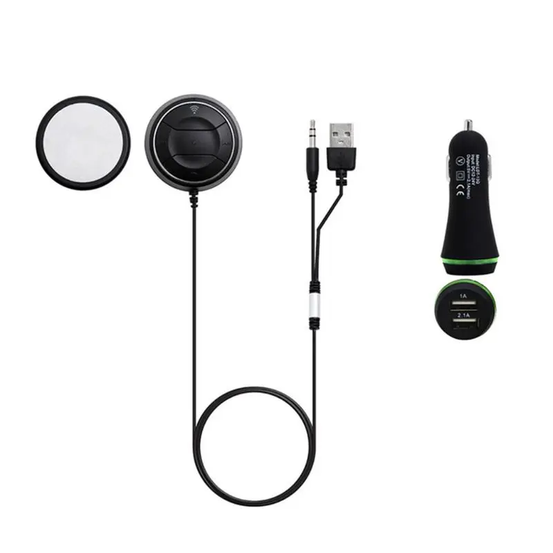 

2.1A USB Car Charger Bluetooth 4.0 Hands Free Car Kit with 3.5mm Aux Jack New
