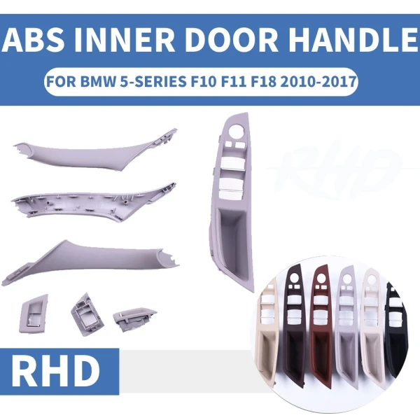 4/кисточки, набор из 7 шт правый руль RHD для BMW 5 серия F10 F11 520 525 красный винные, серые салона автомобиля Дверная ручка внутренняя Панель тянуть накладка - Цвет: 7PCS Gray set
