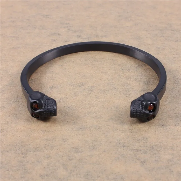 PVD Mens Cuff Skull Bracelets Bangles Women Gold Rose Gold Black Stainless Steel CZ Crystal Eyes Hot Designer Wrist Jewelry