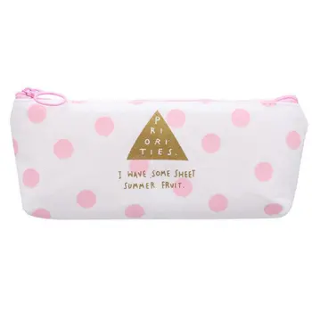 

Korean Solid Color Simple Large Capacity Pencil Case PU leather Triangle pen bag Stationery Storage Organizer