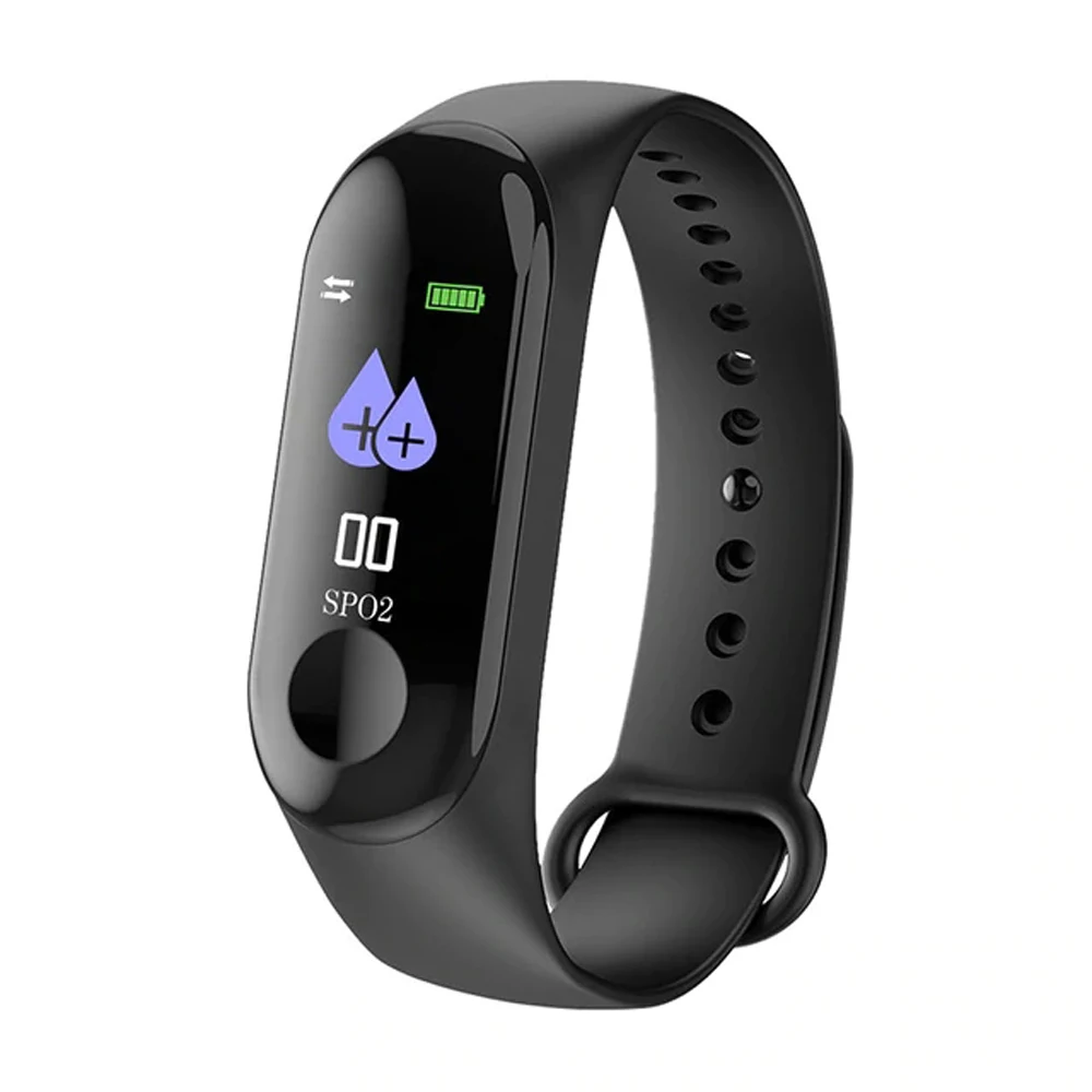 Черный Bluetooth умный Браслет фитнес сенсорный экран цветной ЖК-дисплей - Цвет: Черный